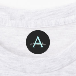 アクアティール（緑がかった色）ブルースクリプガーリートモノグラム名 ラベル