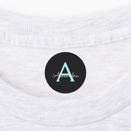 アクアティール(緑がかった色)ブルースクリプガーリートモノグラム名 ラベル (貼付)