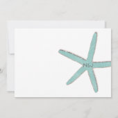 アクアティール（緑がかった色）ブルースターフィッシュホワイトビーチブライダルシャワー 招待状 (裏面)