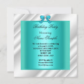 アクアティール（緑がかった色）ブルーホワイトマルティニバースデーパーティー 招待状 (裏面)