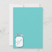 アクアティール(緑がかった色)ブルーメイソンジャー素朴結婚式招待状 招待状 (裏面)