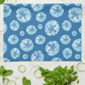 アクアティール（緑がかった色）ブルー砂ドル水カラーカスタム キッチンタオル (折り畳み)