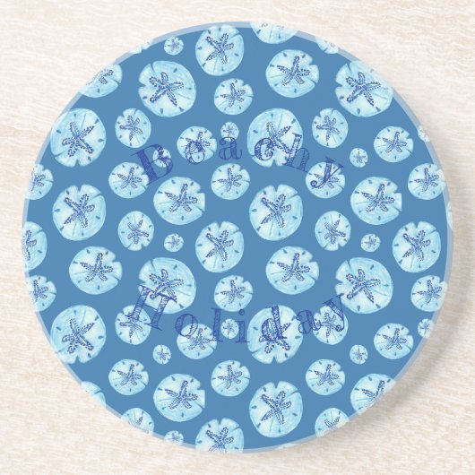 アクアティール（緑がかった色）ブルー砂ドル水カラーカスタム コースター (正面)