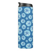 アクアティール(緑がかった色)ブルー砂ドル水カラーカスタム タンブラー (回転右)