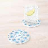 アクアティール（緑がかった色）ブルー砂ドル水カラー名前をカスタムする コースター (側面)
