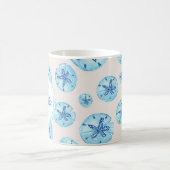 アクアティール(緑がかった色)ブルー砂ドル水カラー名前をカスタムする コーヒーマグカップ (中央)