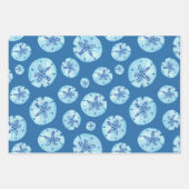 アクアティール(緑がかった色)ブルー砂ドル水色 ラッピングペーパーシート (正面2)