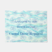 アクアティール（緑がかった色）ブルー砂ドル波ウォーター色カスタム ドアマット (正面)