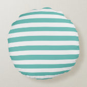 アクアティール(緑がかった色)ブルー&ホワイトストライプのコースト航海の ラウンドクッション (裏面)