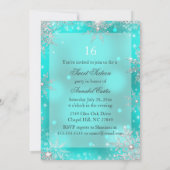アクアティール（緑がかった色）プリンセスウィンターワンダーランドスウィート16 招待状 (裏面)