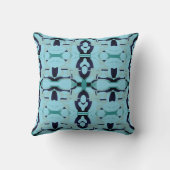 アクアティール（緑がかった色）ベージュネイビー地中海のスモールモザイク クッション (裏面)