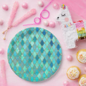 アクアティール(緑がかった色)ミント金ゴールドオリエンタルモロッコタイルパターン ペーパープレート (パーティー)