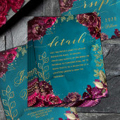 アクアティール(緑がかった色)メルロジュエリートーン金ゴールド結婚ズ詳細 エンクロージャーカード