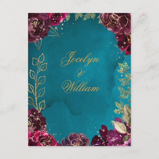 アクアティール(緑がかった色)メルロジュエリートーン金ゴールド結婚ズ詳細 エンクロージャーカード (裏面)