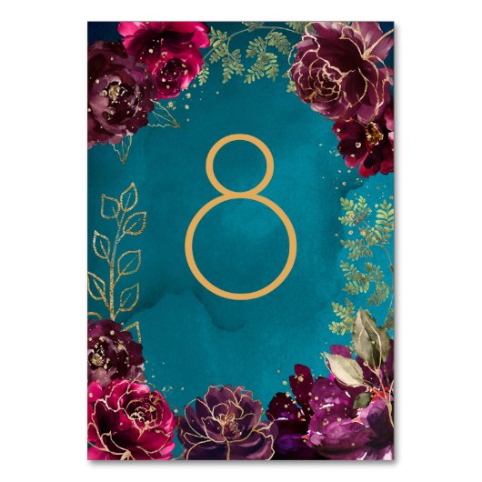 アクアティール（緑がかった色）メルロジュエルトーン金ゴールドテーブル番号 テーブルナンバー (正面)