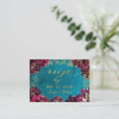 アクアティール（緑がかった色）メルロジュエルトーン金ゴールドRSVPオンラインカード 名刺 (スタンド正面)