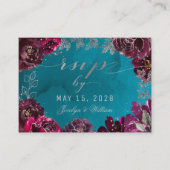 アクアティール（緑がかった色）メルロジュエルトーンRSVPオンラインカード 名刺 (正面)