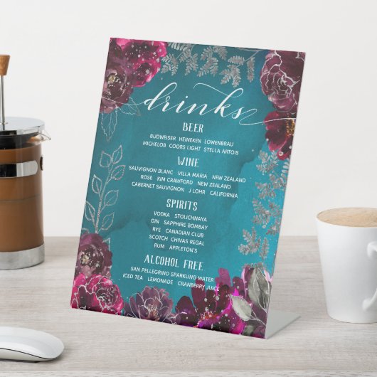 アクアティール（緑がかった色）メルロジュエルト結婚ーンの大バーメニュー 台座サイン (インサイチュ)