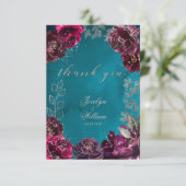 アクアティール（緑がかった色）メルロジュエルト結婚ーンズディナープレート サンキューカード (スタンド正面)