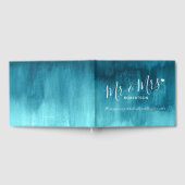 アクアティール(緑がかった色)モダンアートカスタムウェディングゲストブック ゲストブック (全面)