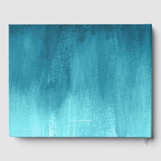 アクアティール（緑がかった色）モダンアートカスタムウェディングゲストブック ゲストブック (裏面)