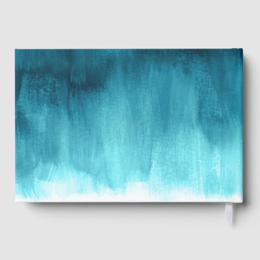 アクアティール(緑がかった色)モダンアートカスタムウェディング ゲストブック (裏面)