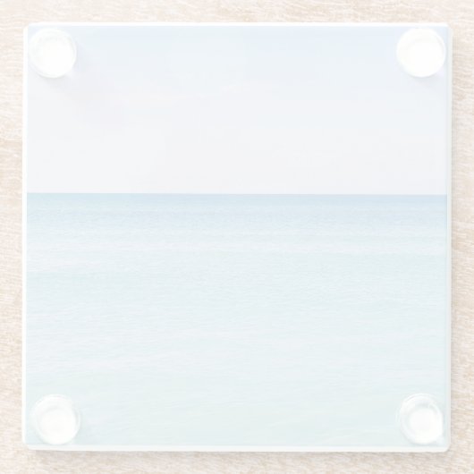 アクアティール(緑がかった色)ラベンダー海波熱帯ビーチ ガラスコースター (裏面)