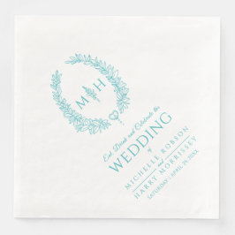 アクアティール（緑がかった色）リーフ楕円リースモノグラム結婚アート