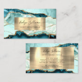 アクアティール(緑がかった色)及び金ゴールドアゲート名刺 名刺 (正面/裏面)