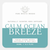 アクアティール(緑がかった色)海ブリーズリードディフューザーラベル スクエアシール (正面)