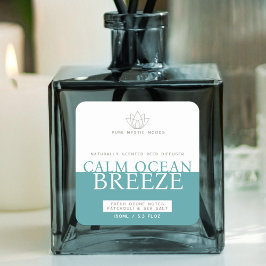 アクアティール（緑がかった色）海ブリーズリードディフューザーラベル スクエアシール