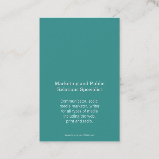 アクアティール（緑がかった色）白丸イニシャル 名刺 (裏面)