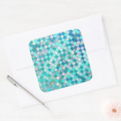 アクアティール(緑がかった色)金ゴールドオリエンタルモロッコタイルパターン スクエアシール (封筒)