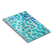 アクアティール(緑がかった色)金ゴールドオリエンタルモロッコタイルパターン ノートブック (右側)