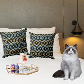 アクアティール（緑がかった色）金ゴールドダイヤモンドオンブラックピロー クッション