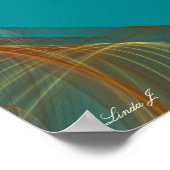 アクアティール（緑がかった色）nブラウンフラクタル縁どクルキャンバスまたはポスター ポスター (角)