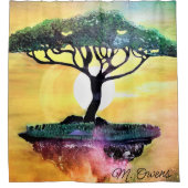 アクアディアの木が浮岩に シャワーカーテン (正面)