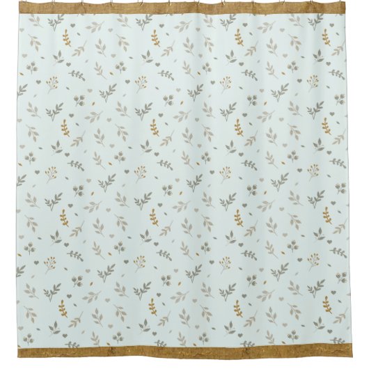 アクアディティフローラシャワーカーテンアンティーク金ゴールドトリム シャワーカーテン (正面)