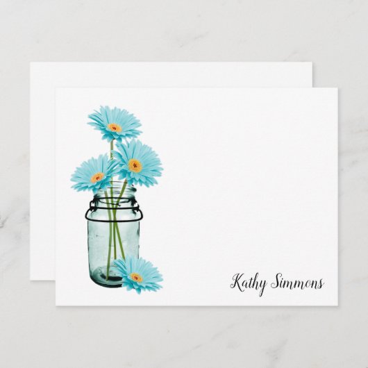 アクアデイジーフパーソナライズされたラットノートカード ノートカード (正面/裏面)