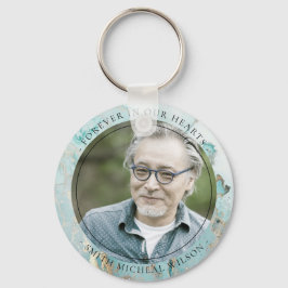 アクアデュスキーブルー金ゴールド瑪瑙悔やみや弔慰記念写真 キーホルダー