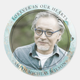 アクアデュスキーブルー金ゴールド瑪瑙悔やみや弔慰記念写真 ラウンドシール