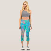 アクアトリップ(幻覚体験)のようなサンライズ(花サイケデリック付) カプリレギンス (正面)