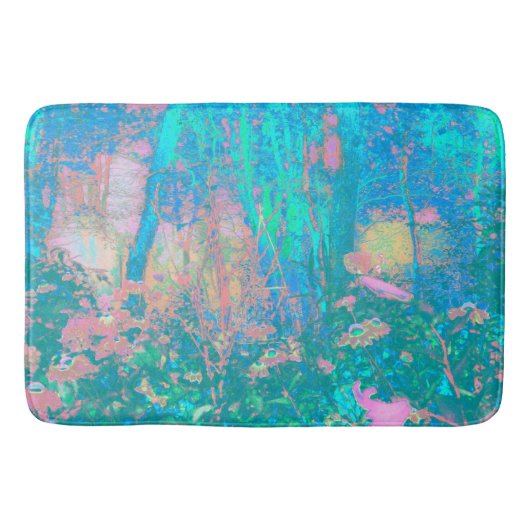 アクアトリップ(幻覚体験)のようなサンライズ(花サイケデリック付) バスマット (正面)
