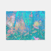 アクアトリップ（幻覚体験）のようなサンライズ(花サイケデリック付) フリースブランケット (正面(横))