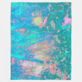 アクアトリップ（幻覚体験）のようなサンライズ(花サイケデリック付) フリースブランケット (正面)