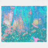 アクアトリップ（幻覚体験）のようなサンライズ(花サイケデリック付) フリースブランケット (正面(横))