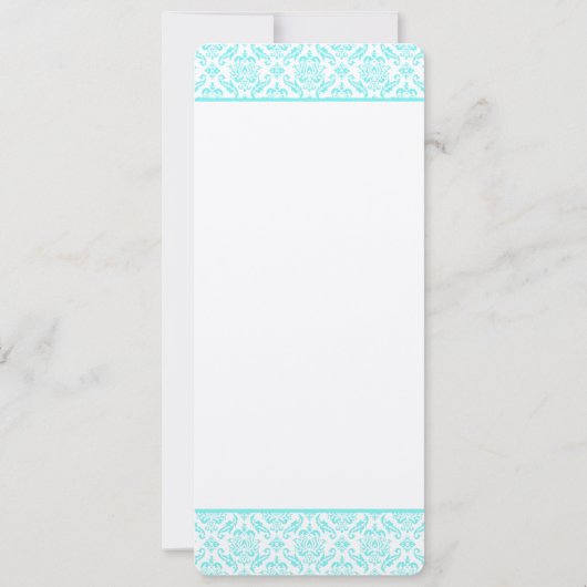 アクアトルキオーズネイビーブルーダマスウェディング招待状 招待状 (裏面)