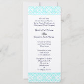 アクアトルキオーズネイビーブルーダマスウェディング招待状 招待状 (正面)