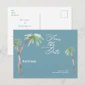 アクアトロピカルウェディング日付ポストカードを保存 ポストカード (正面/裏面)