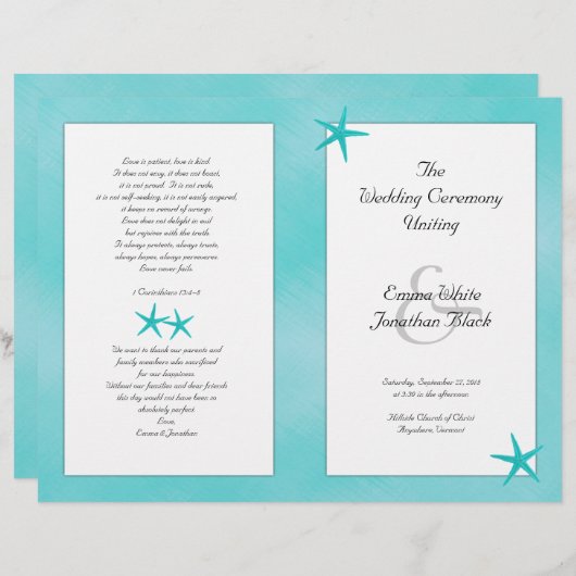 アクアトロピカルカトリック式結婚式 プログラム (正面/裏面)